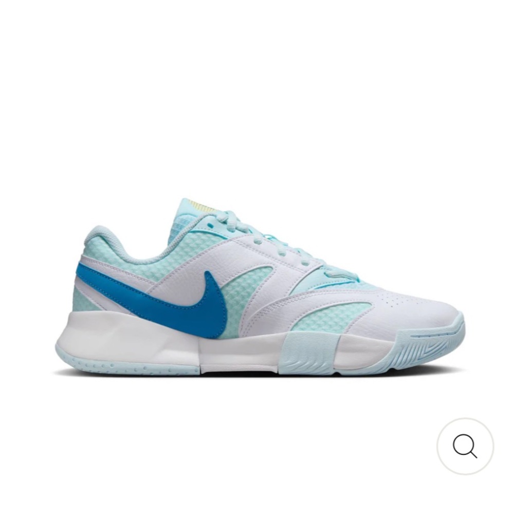 Nike Women's Athletic Shoes in White and Light Blue with Blue Swoosh